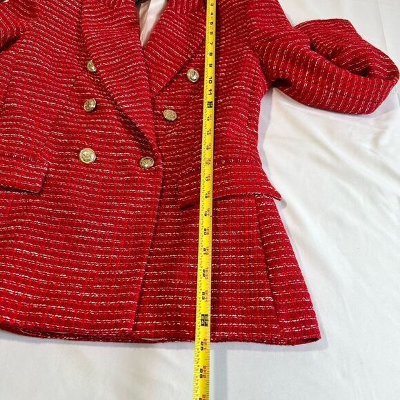 ZARA RED Texture Double Breast Blazer Size Small - Picture 12 of 14